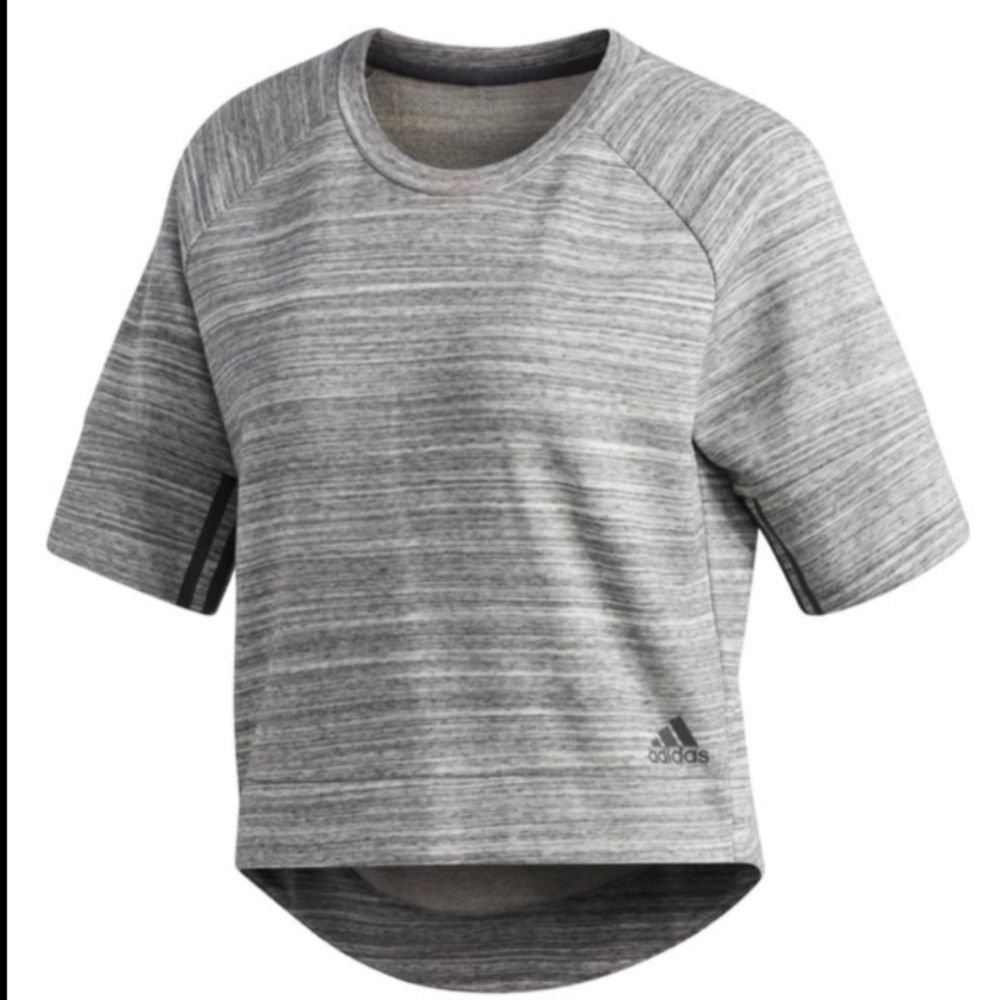 Adidas NWOT “2 Sport” Cropped Gray Short Sleeve Top/ Sweatshirt